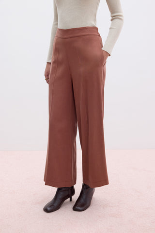 Tencel Geniş Paça Pantolon Bakır