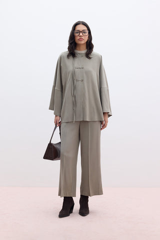 Tencel Wide Leg Trousers Khaki