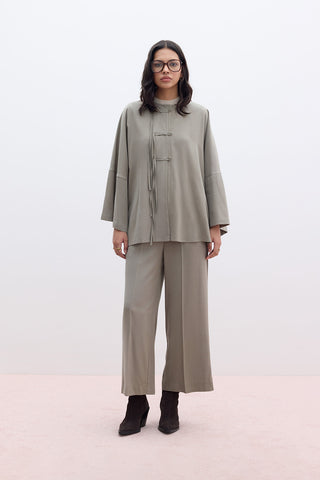 Tencel Wide Leg Trousers Khaki