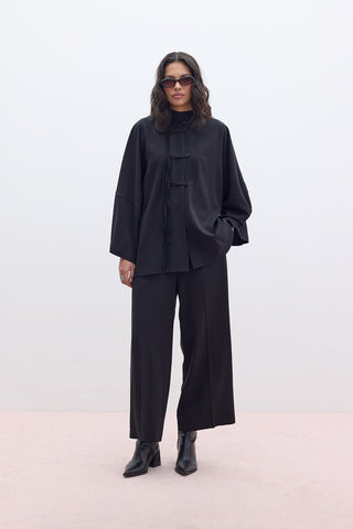 Tencel Wide Leg Trousers Black