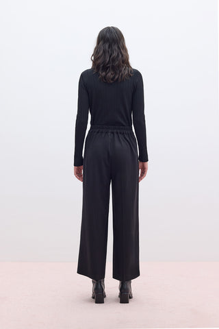 Tencel Geniş Paça Pantolon Siyah