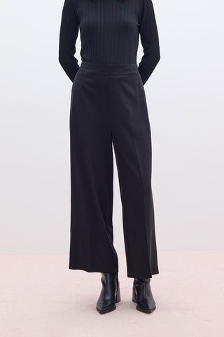 Tencel Geniş Paça Pantolon Siyah