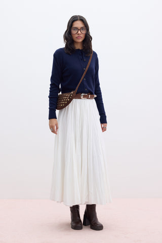 Pleated Maxi Skirt Ecru