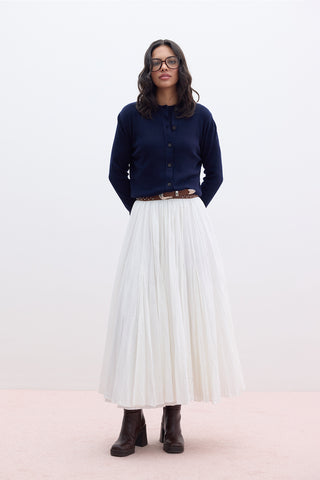 Pleated Maxi Skirt Ecru