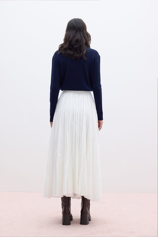 Pleated Maxi Skirt Ecru