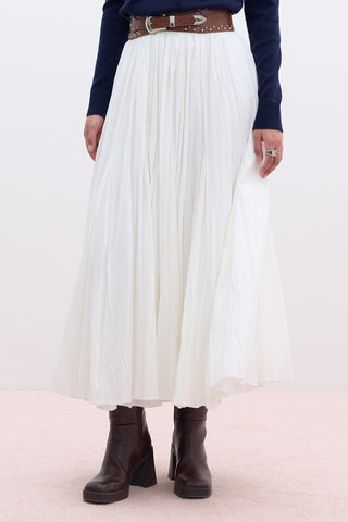 Pleated Maxi Skirt Ecru