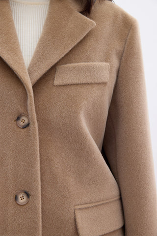 Kemerli Kaşe Ceket Deve Tüyü