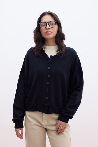 Oversized Soft Knit Cardigan Black