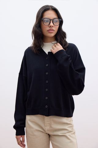 Oversized Soft Knit Cardigan Black