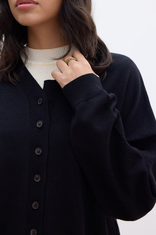 Oversized Soft Knit Cardigan Black