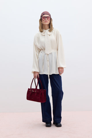 Grace Faux Suede Belted Bag Burgundy