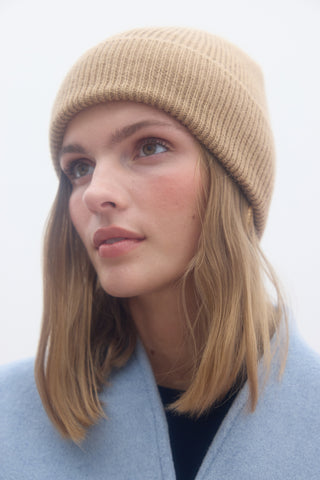 Ribbed Knit Beanie Camel