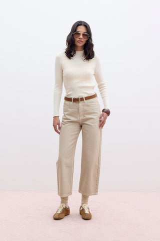 1975 High-Rise Straight Fit Denim Beige