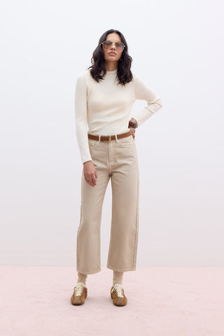 1975 High-Rise Straight Fit Denim Beige