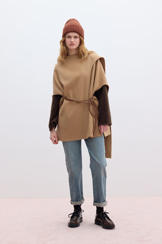 Scarf Detail Cachet Poncho Camel