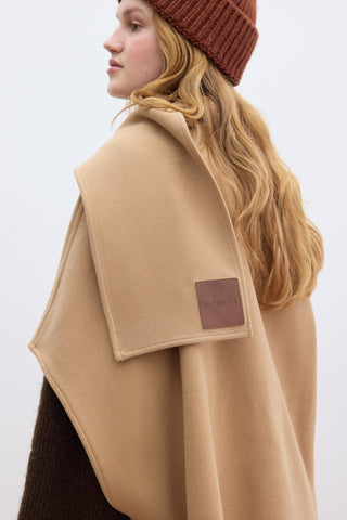 Scarf Detail Cachet Poncho Camel
