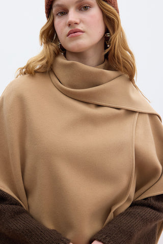 Scarf Detail Cachet Poncho Camel