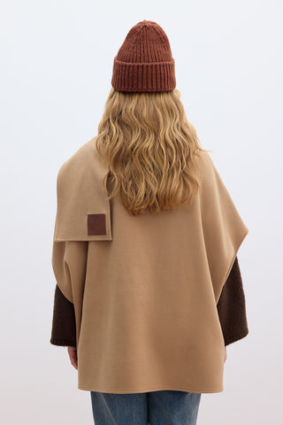 Scarf Detail Cachet Poncho Camel