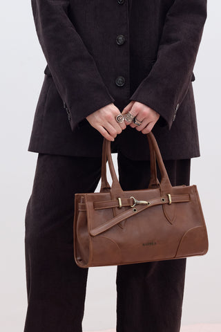 Grace Belted Leather Bag Camel