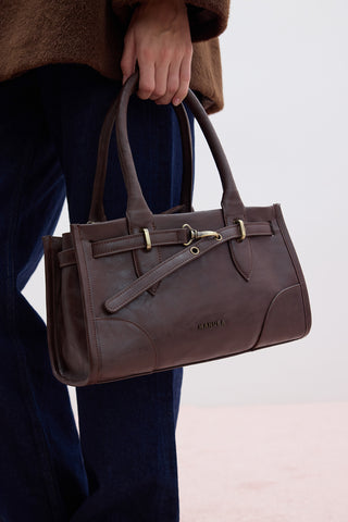 Grace Belted Leather Bag Brown