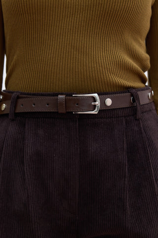 Metal Studded Belt Brown
