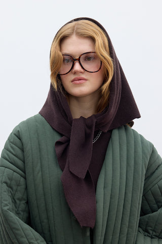 Soft Knit Triangle Scarf Brown