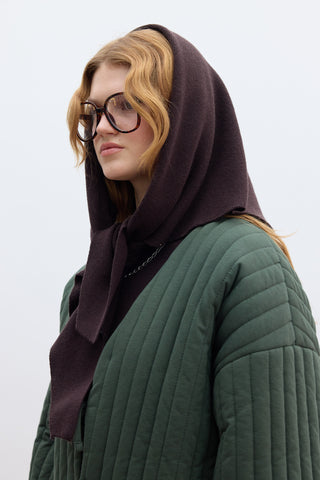 Soft Knit Triangle Scarf Brown