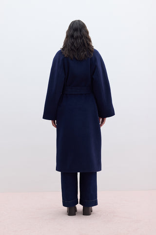 Plain Cachet Coat Navy Blue