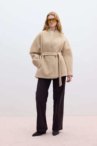 Thick Cachet Kimono Coat Light Brown