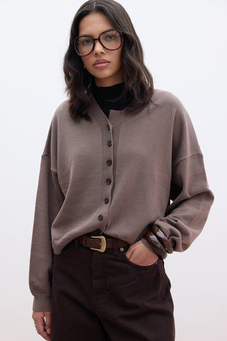 Oversized Soft Knit Cardigan Mink