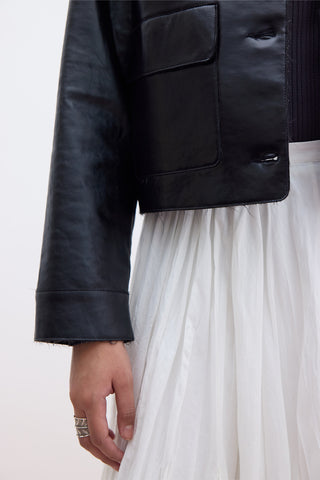 Short Faux Leather Jacket Black