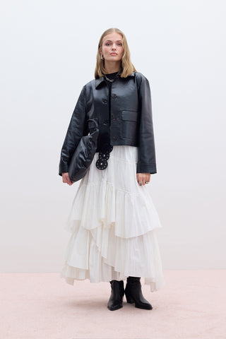 Short Faux Leather Jacket Black