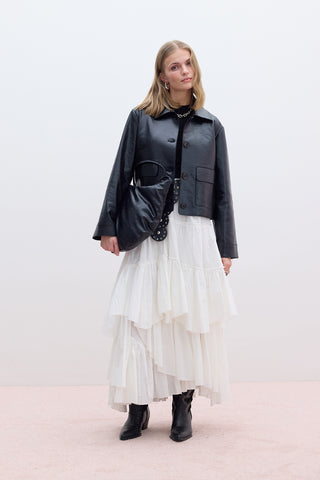 Short Faux Leather Jacket Black