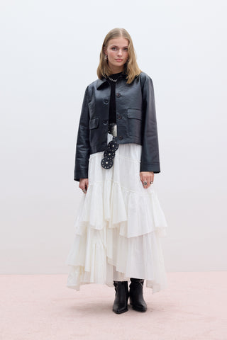 Short Faux Leather Jacket Black