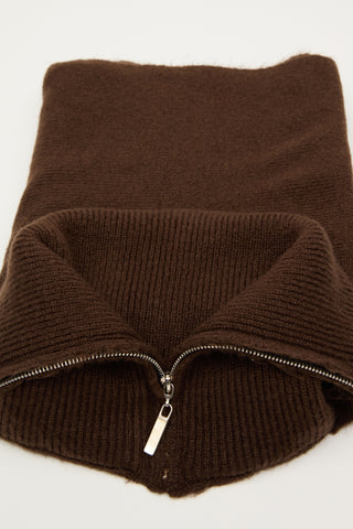 High-Neck Cape Scarf Dark Brown