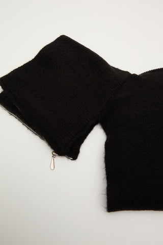 High-Neck Cape Scarf Black