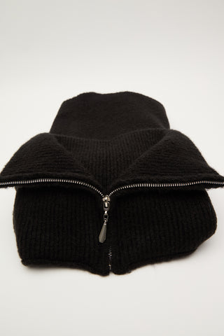 High-Neck Cape Scarf Black