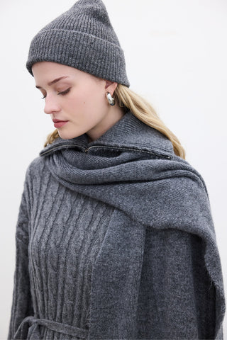 High-Neck Cape Scarf Anthracite