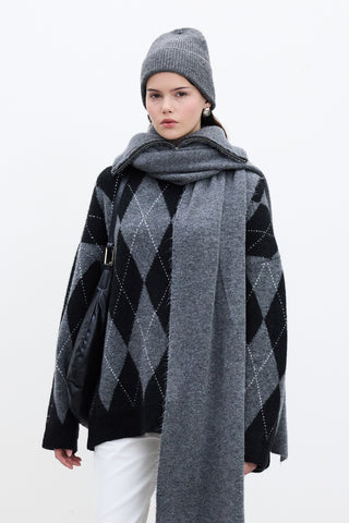 High-Neck Cape Scarf Anthracite