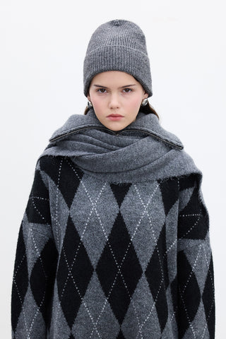 High-Neck Cape Scarf Anthracite