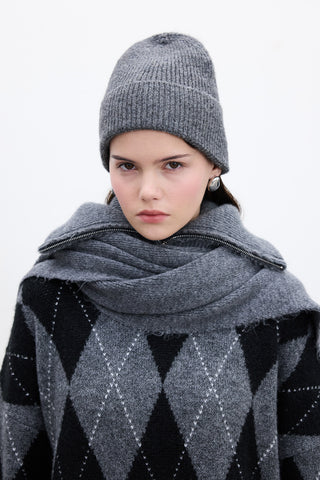 High-Neck Cape Scarf Anthracite