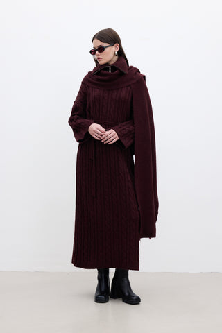 High-Neck Cape Scarf Burgundy