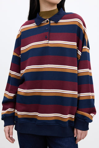 Polo Collar Oversized Sweatshirt Burgundy