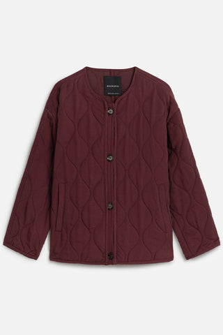 Buttoned Short Quilted Jacket Cherry Red