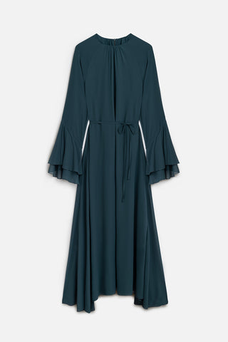 Ruffled Chiffon Dress Teal