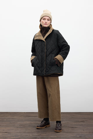 Quilted Velvet Detail Jacket Black