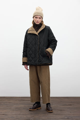 Quilted Velvet Detail Jacket Black