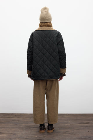 Quilted Velvet Detail Jacket Black