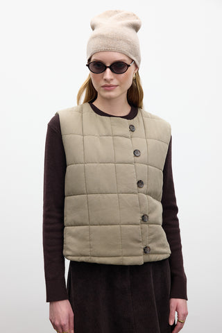 Quilted Fitted Short Vest Green