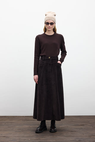 Corduroy Maxi Skirt Dark Brown